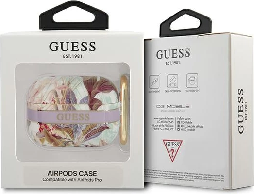 Ovitek za Apple AirPods Pro, Flower Strap Collection, Guess GUAPHHFLU, vijoličen