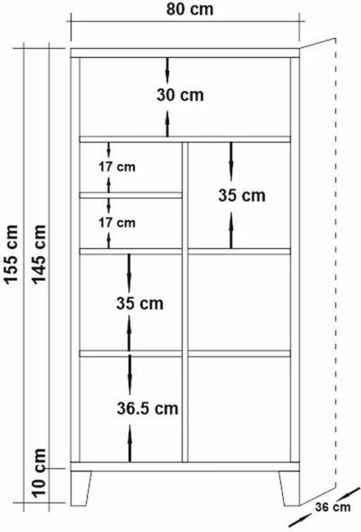 Polica za knjige PWF-0181-7, atlantska borovina, 80x36x155 cm