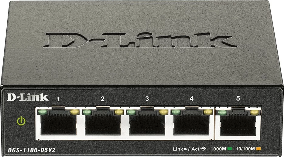 Upravljan preklopnik D-Link DGS-1100-05V2/E, 5 vrat, Gigabit, črn