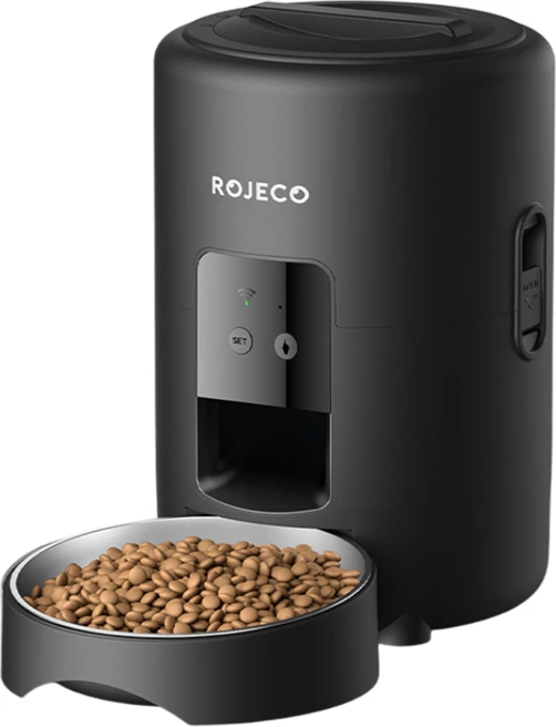 Samodejni hranilnik hrane Rojeco RWSQZDTWF-2L, 2 L, Wi‑Fi 2.4G, posoda iz nerjavnega jekla 304, črn