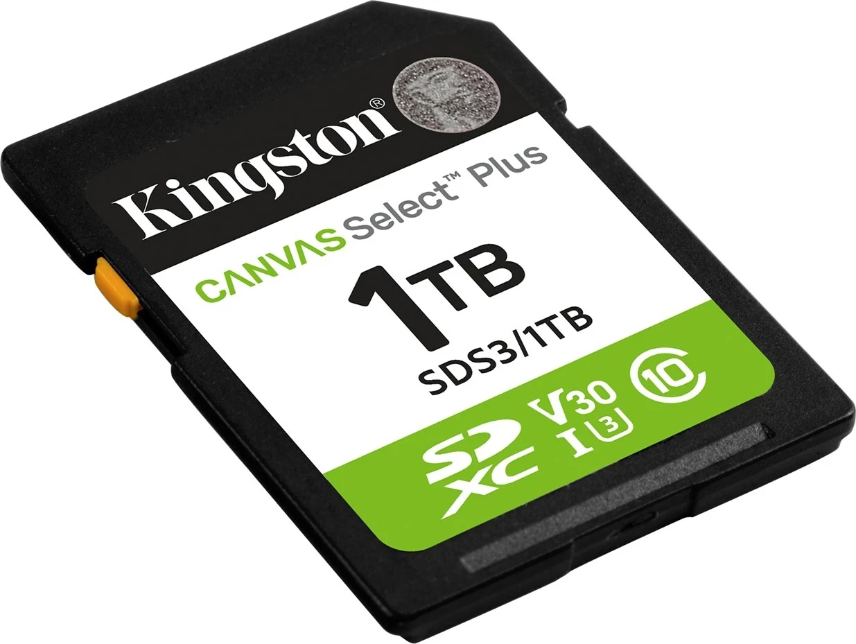 Kartica pomnilnika SDXC Canvas Select Plus Gen3 1TB, 150MB/s, UHS-I U3 V30, Kingston, črna