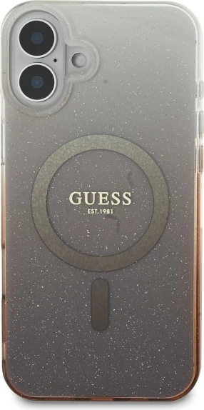 Ovitek za telefon IML Glitter Gradient MagSafe za iPhone 16, Guess, rjav
