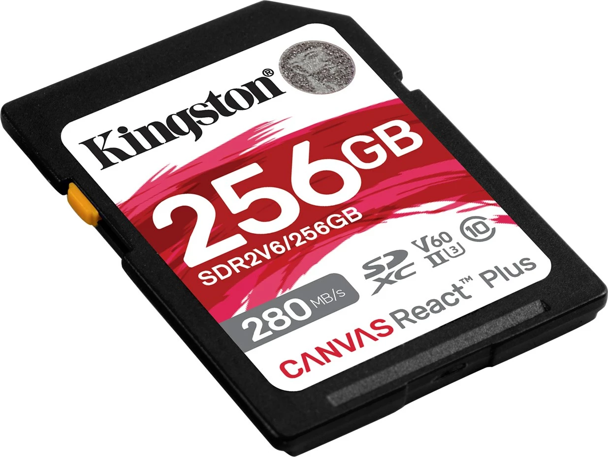 Kartica pomnilnika 256GB Kingston Canvas React Plus SDXC, črna