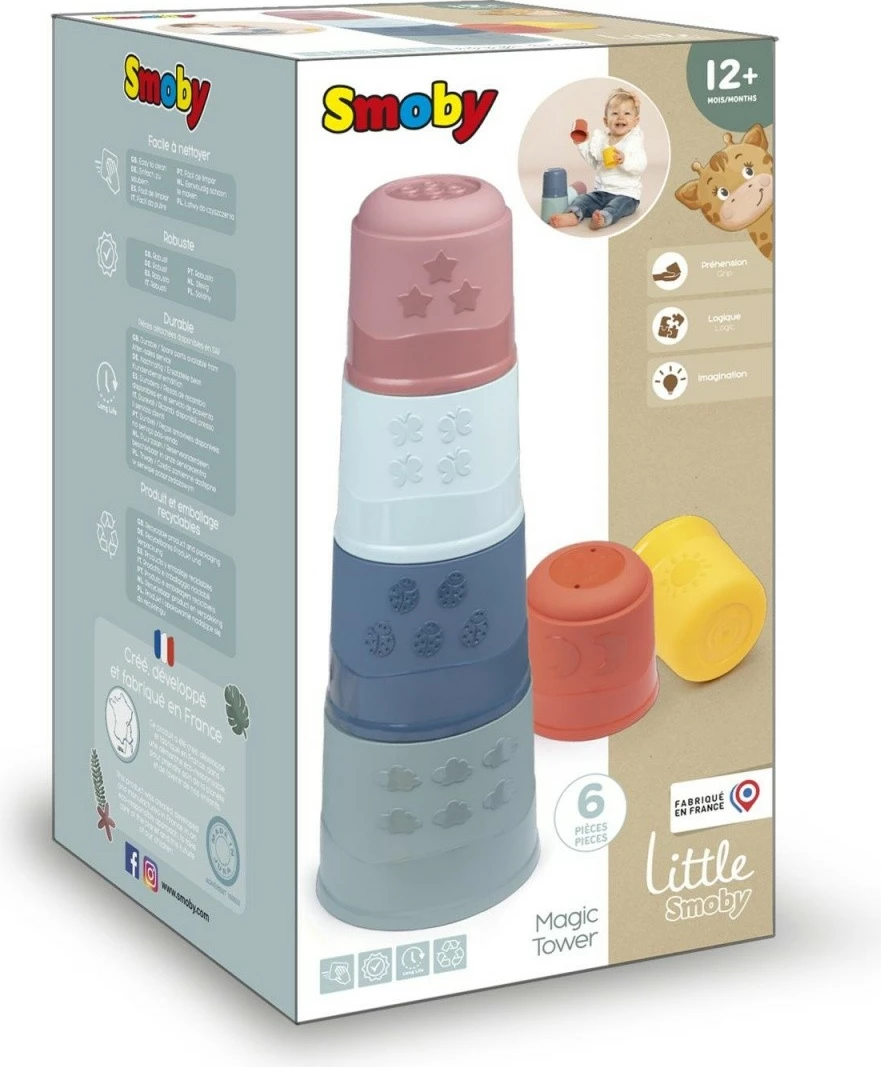 Edukativna igrača Magic Pyramid Tower Smoby, 6 kosov, večbarvna