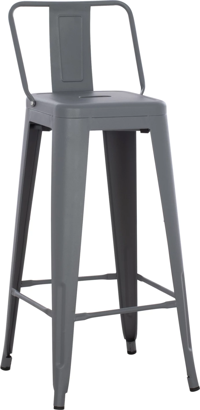 Kovinski barski stol Melita z naslonom v sivi barvi FH8643.10 43x43x100 cm