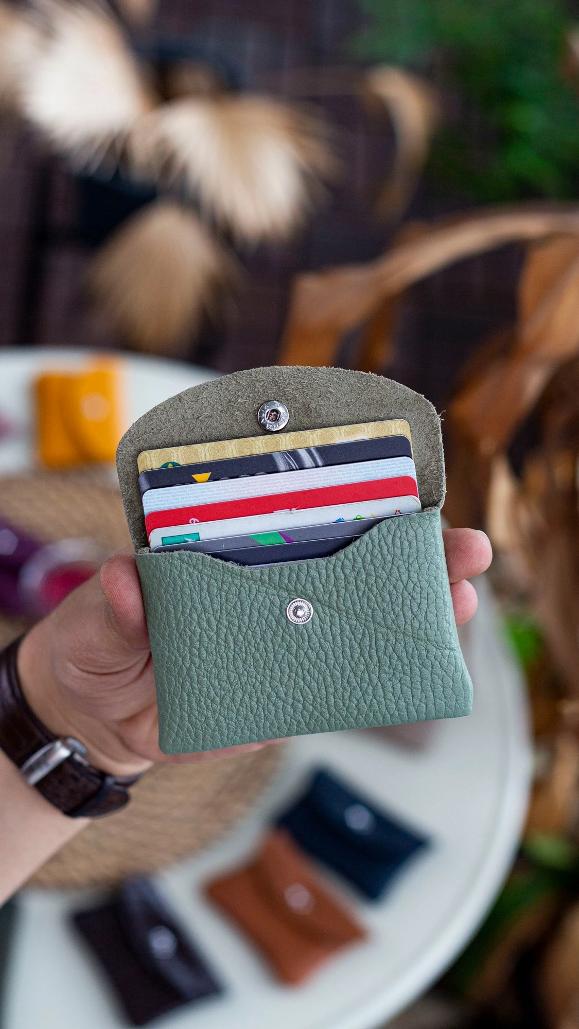 Držalo za kartice, morsko zelena usnjena, Zoozie Bags Murcia