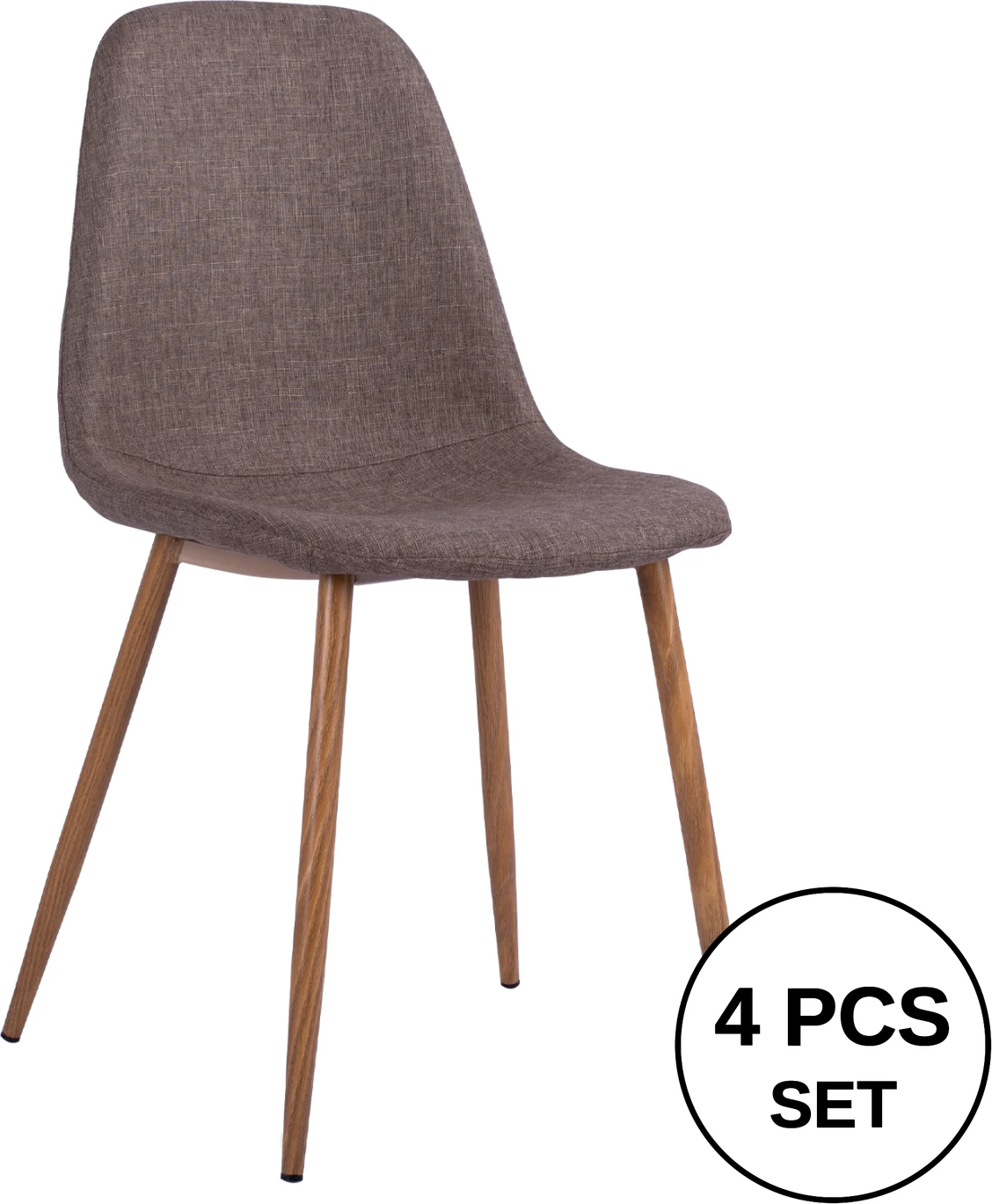 Jedilni stol Leonardo FH00100.03 z kovinskimi nogami in rjavo tkanino 44x55x85Υ cm, set 4 kosov