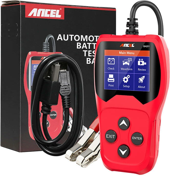 Tester baterij za vozila Ancel BA201, rdeč