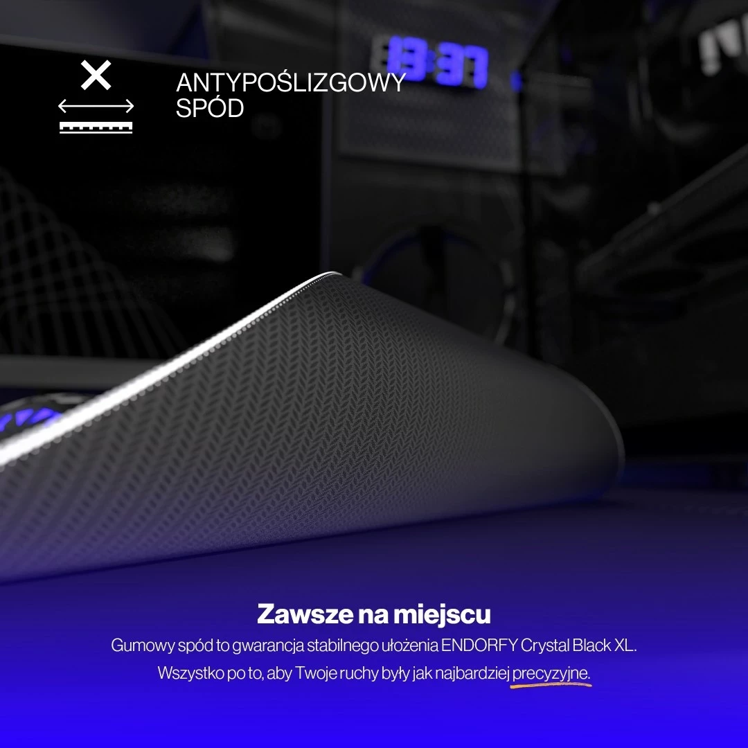 Mauspad za igralce Crystal Black XL Endorfy, bel in črn