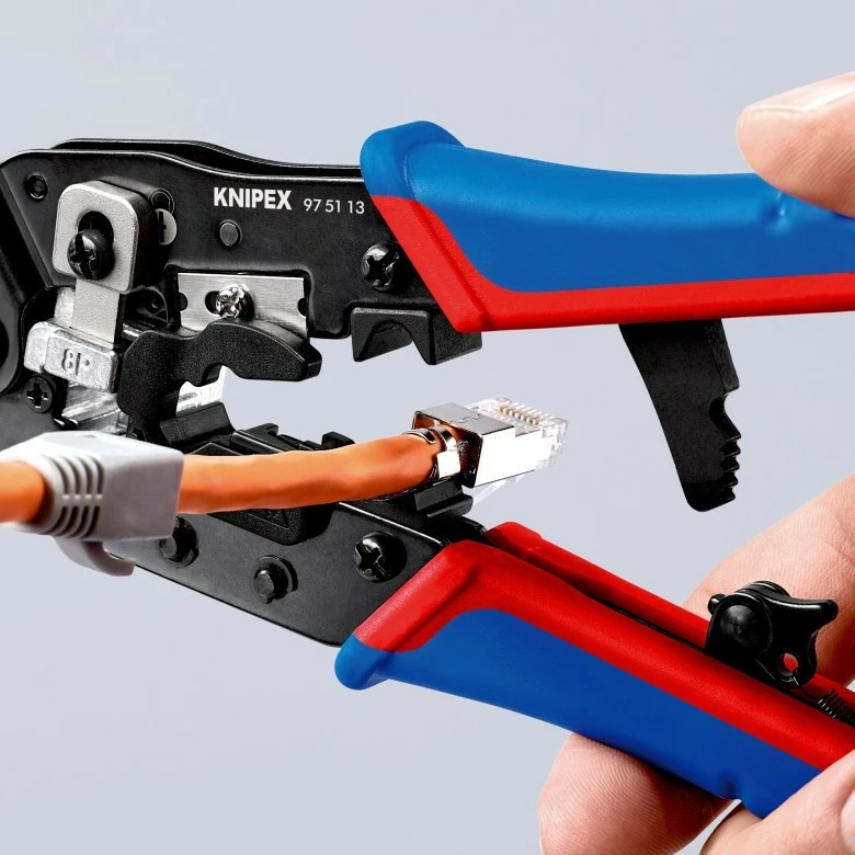 Orodje za krimpanje Knipex 97 51 13, za RJ45, črno/rdeče/modro