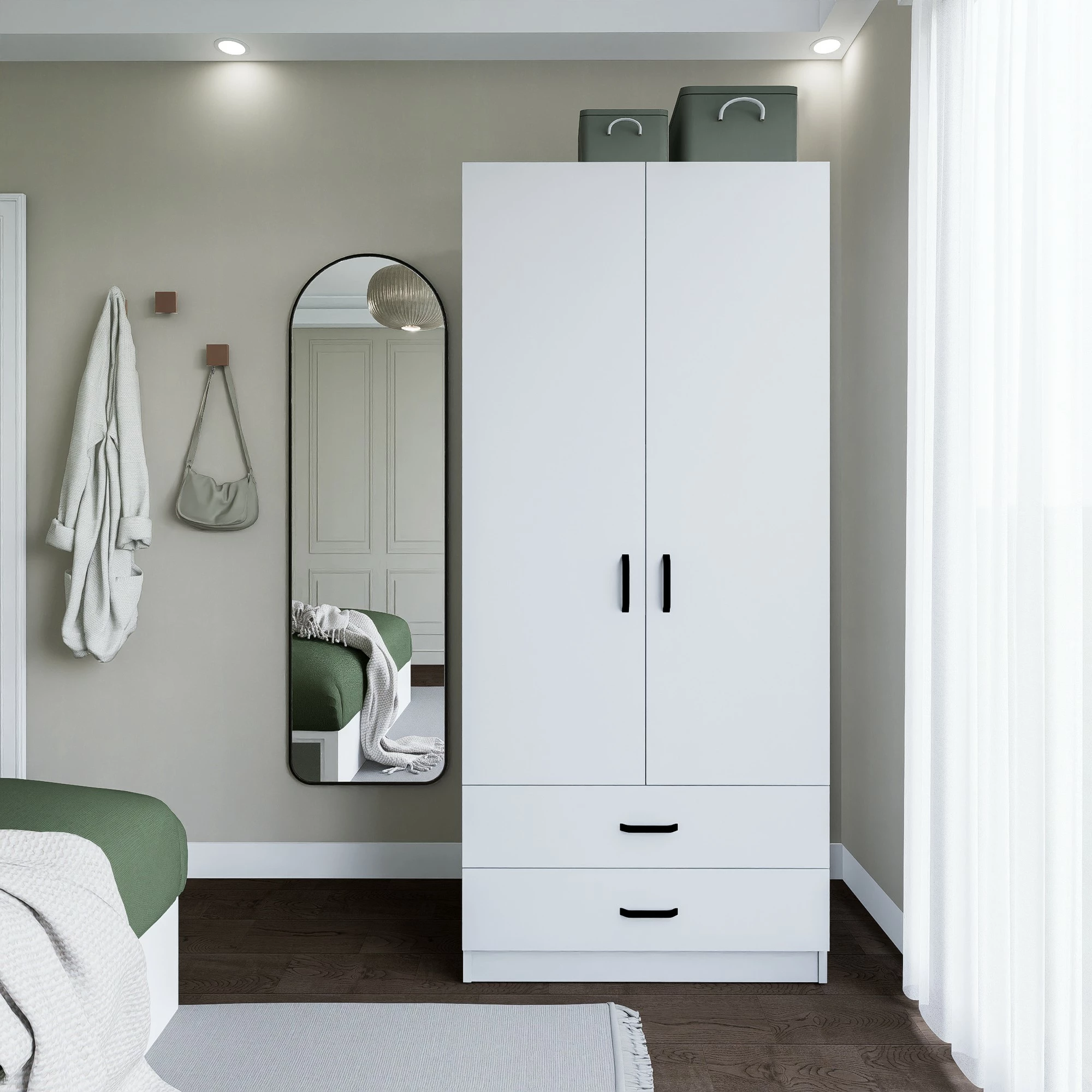 Dvoovršna omara Hanah Home Yaman 1600-042, mat bela