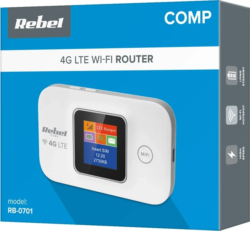 Brezžični usmerjevalnik Rebel RB-0701, enopasovni (2,4 GHz) 3G 4G, bel