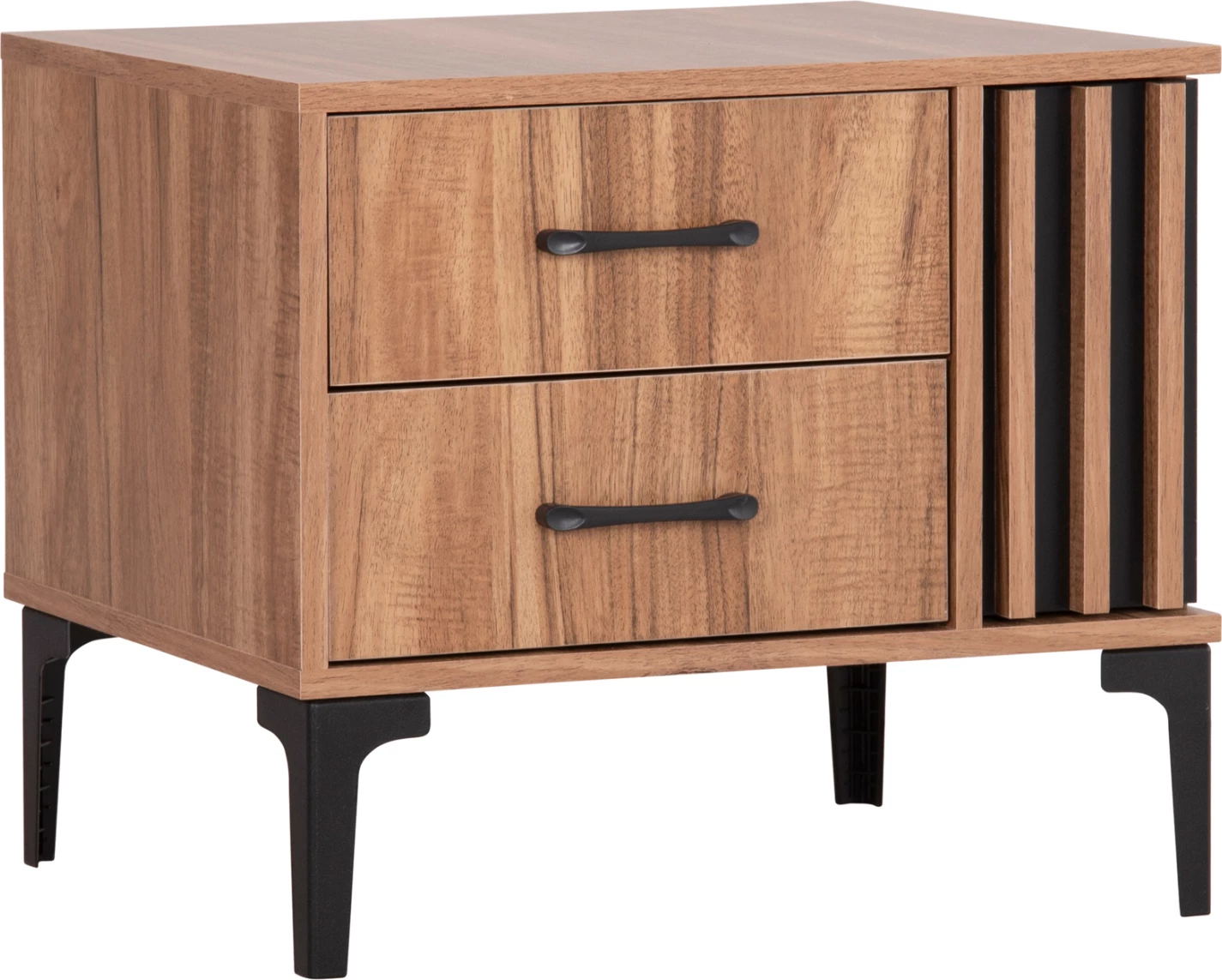 Nočna omarica serije HARRY FH2487.01 melamin v naravni barvi lesa-črna 55x43x48Hcm