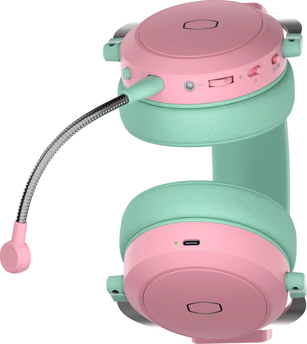 Gaming slušalke Cooler Master CH351-MC, brezžične, Bluetooth 5.4, odstranljiv mikrofon, zelena-rožnata