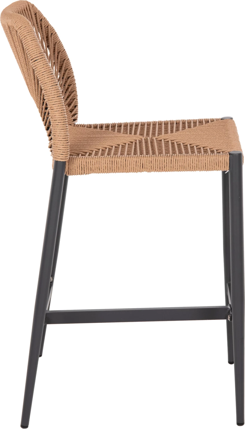 Srednje visok stol FH5920.02 temno siva aluminij z umetnim ratanom bež 46x58x95Hcm