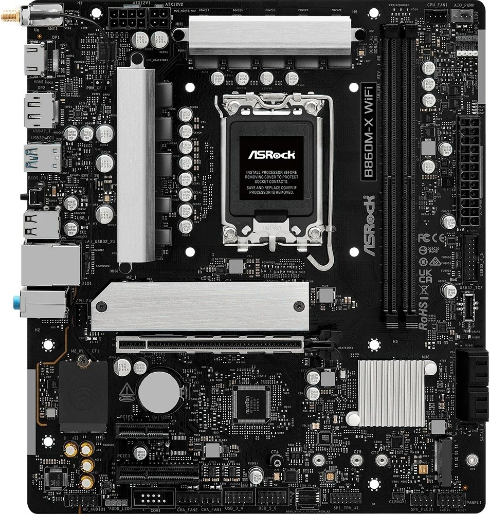 Plošča ASRock B860M-X WiFi, micro ATX, Socket 1851, 128 GB, črna