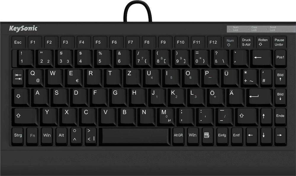 Mini tipkovnica KeySonic ACK-595C+, USB, membrana, QWERTY, črna