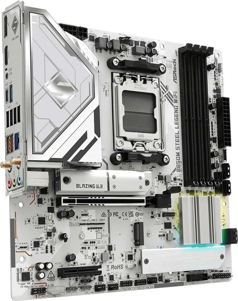 Matična plošča Asrock B850M Steel Legend WiFi, Socket AM5, micro ATX, bela