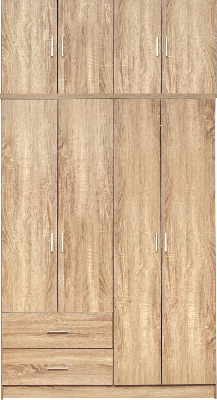 Garderobna omara 4 vrata z loftom in 2 predali sonama 120x42x241