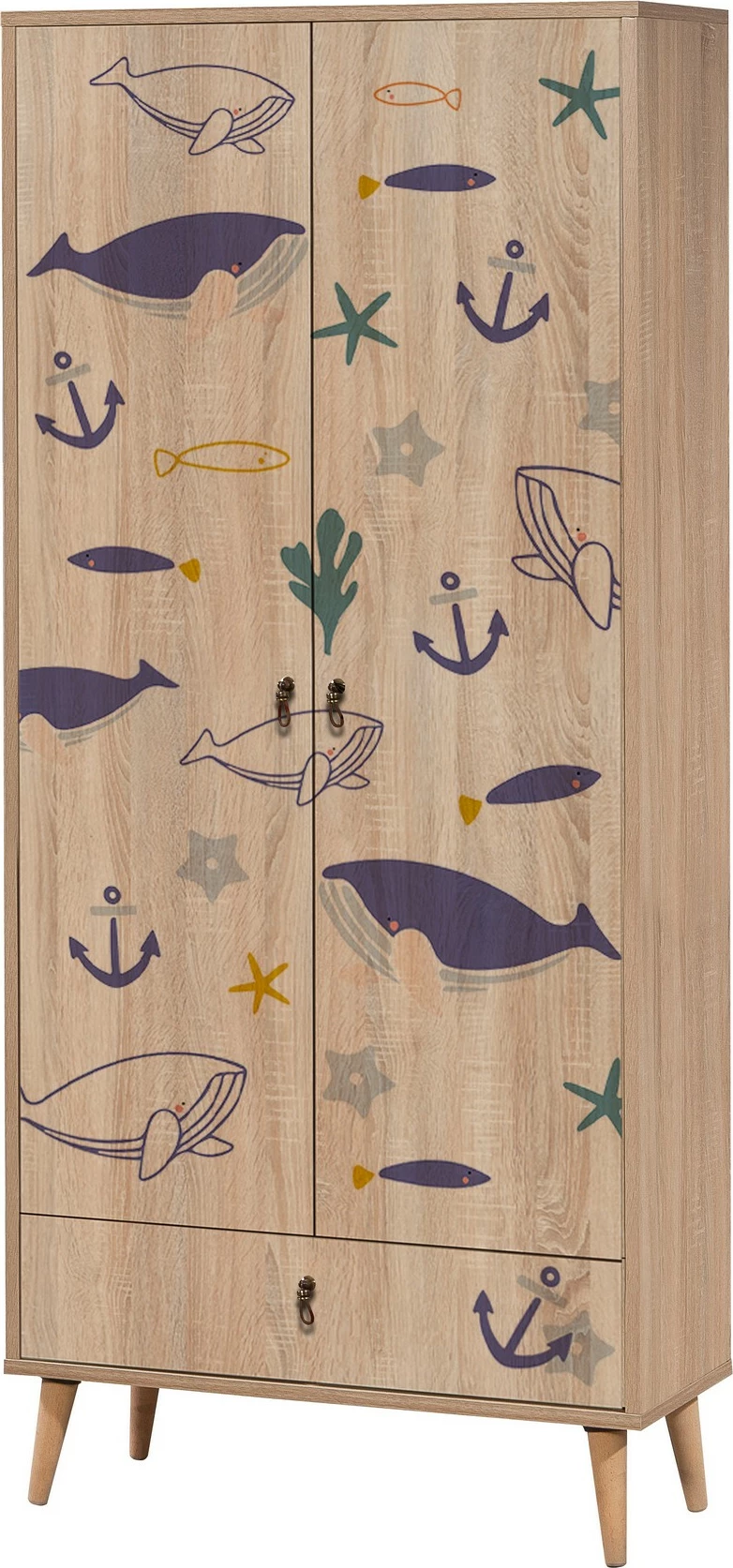 Garderoba, večbarvna, morska tema, City Skye Decor, 80x190x45 cm