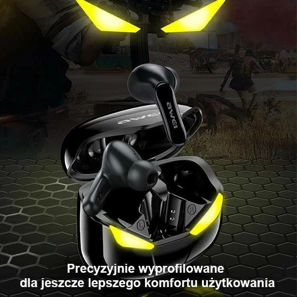 Brezžične slušalke za gaming s polnilno postajo, AWEI T35 TWS, Bluetooth 5.0, črne