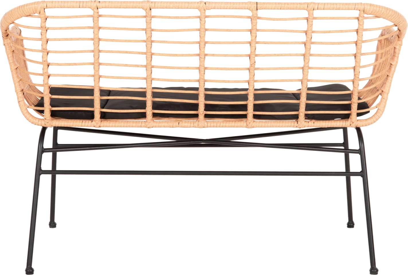 Zunanja sedežna garnitura Allegra FH6077 črna kovina-P.E. ratan v bež barvi 120x62x80H cm