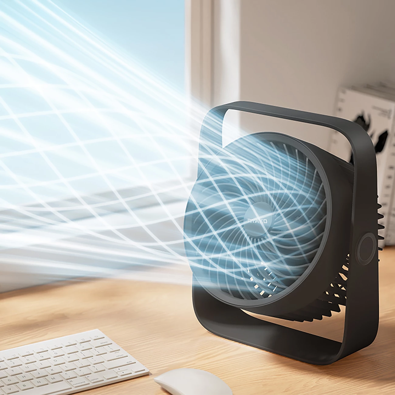 Namizni ventilator z dvema impelerjema Rtako WD0Y6S, 3600 mAh, črn