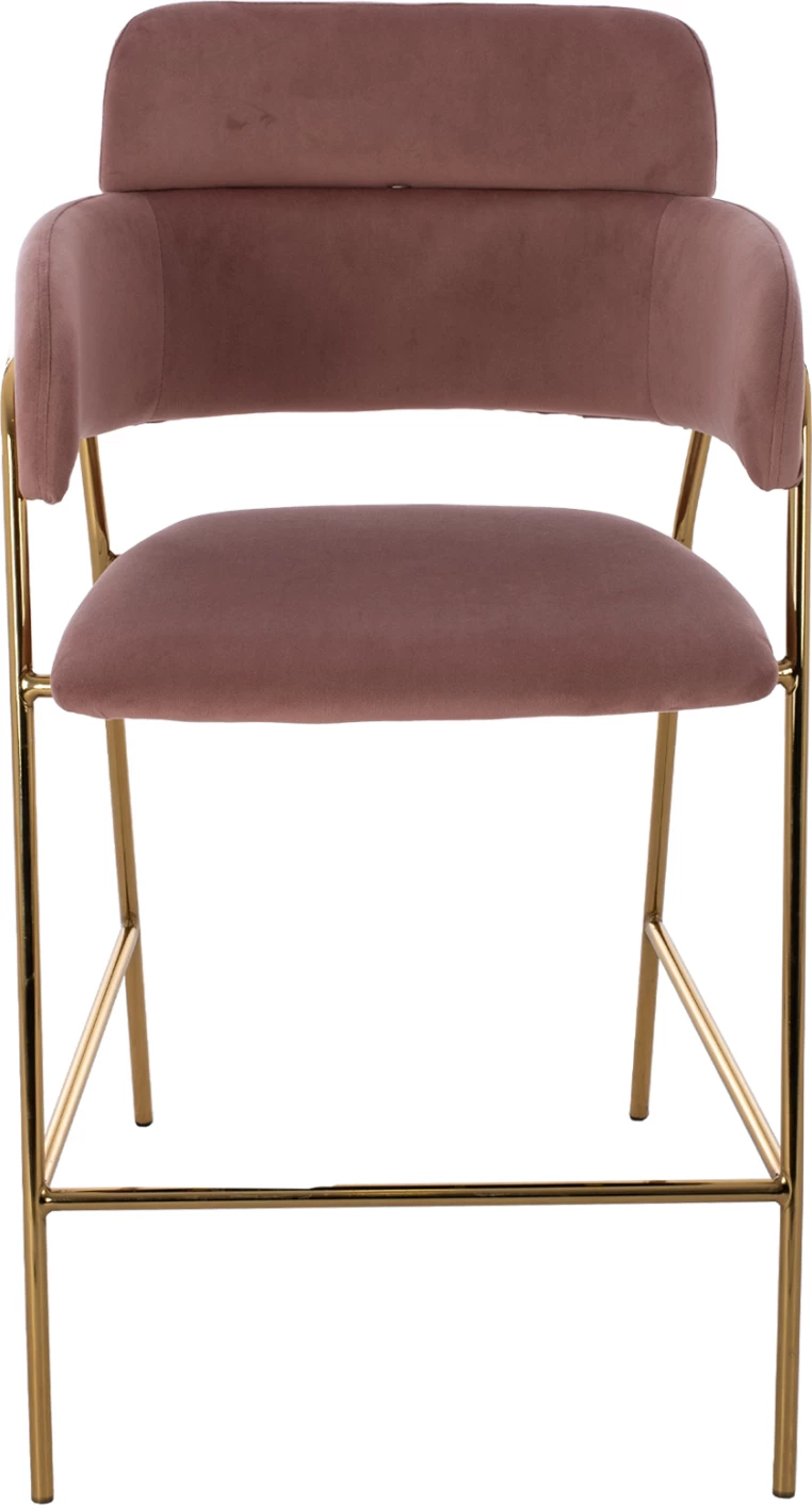 Srednje visok stol FH8735.02 iz žametne tkanine v barvi prašno roza z zlato obrobo 54x58x95Y cm, set 2 kosov