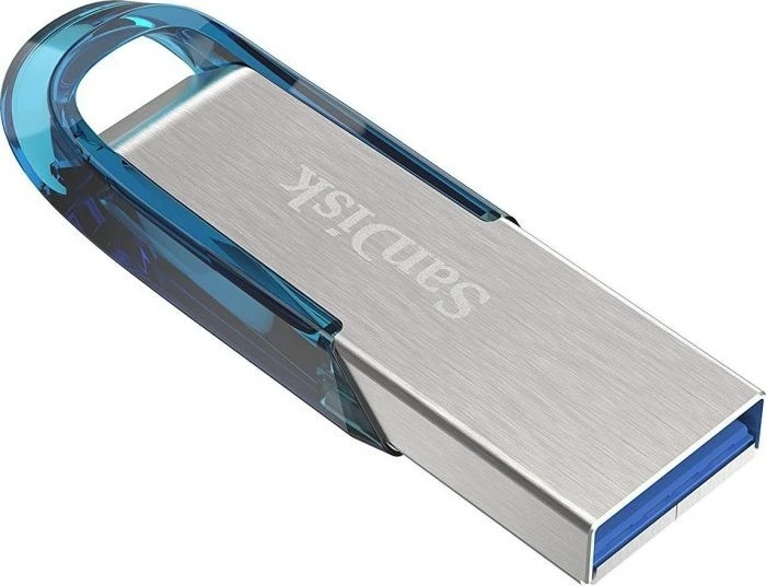 USB ključek SanDisk Ultra Flair, 64 GB, USB Type-A 3.2 Gen 1, moder, srebrn