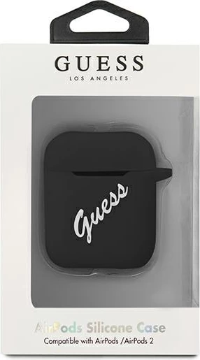 Ovitek za AirPods 1/2 Guess GUACA2LSVSBW, silikon, črno/bel