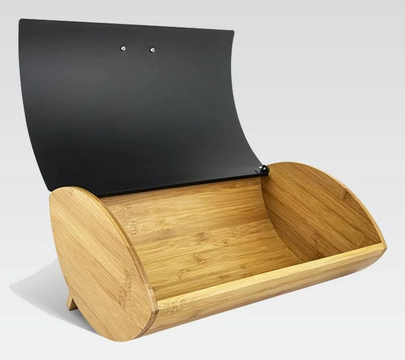 Kovinska in bambusova kutija za kruh Maestro MR-1775-BLACK, črna