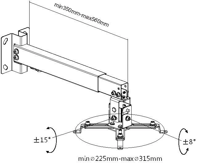 Nosilec za projektor EQUIP, črn, stenski, 20 kg