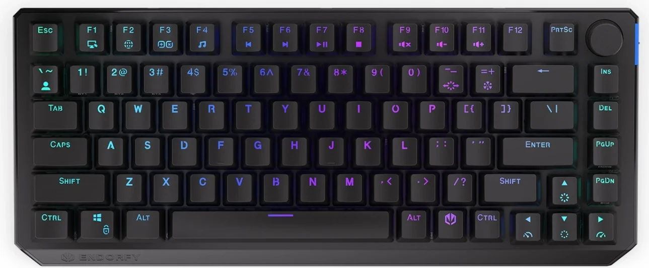 Brezžična igralna tipkovnica Endorfy Thock Red, USB-C, črna