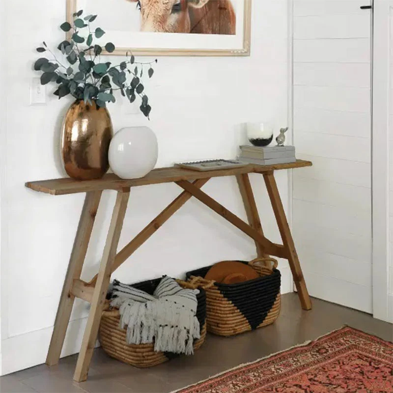 Konzola iz trdne borovine, orehova, 119x29x80 cm, Roosevelt