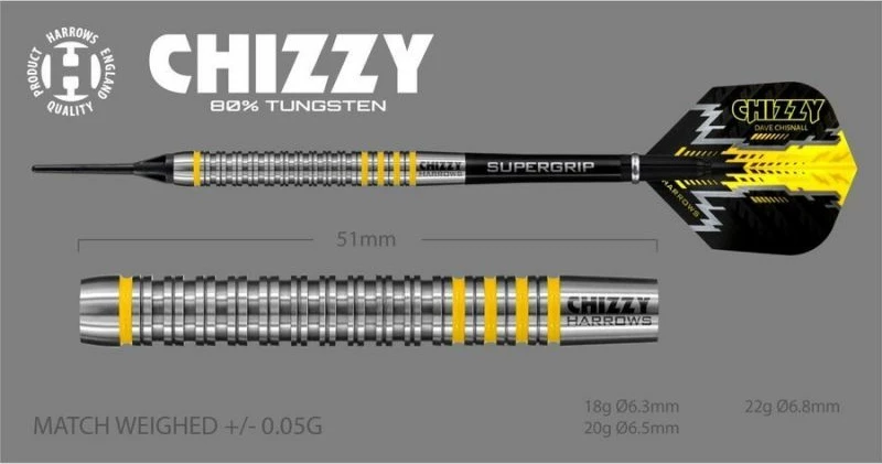 Darts (mehke konice) Harrows Chizzy Brass Softip, črno-rumene