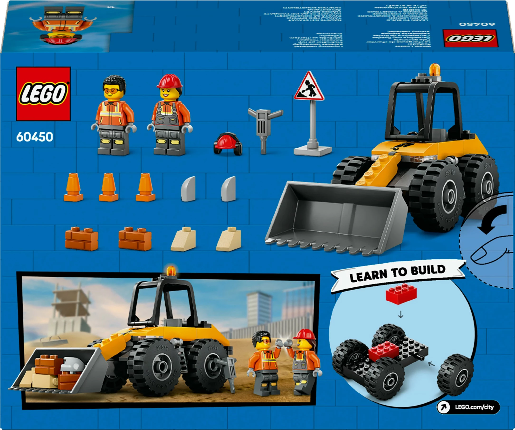 Gradbeni set z gradbenim nakladalcem LEGO City 60450, 81 kosov, večbarven