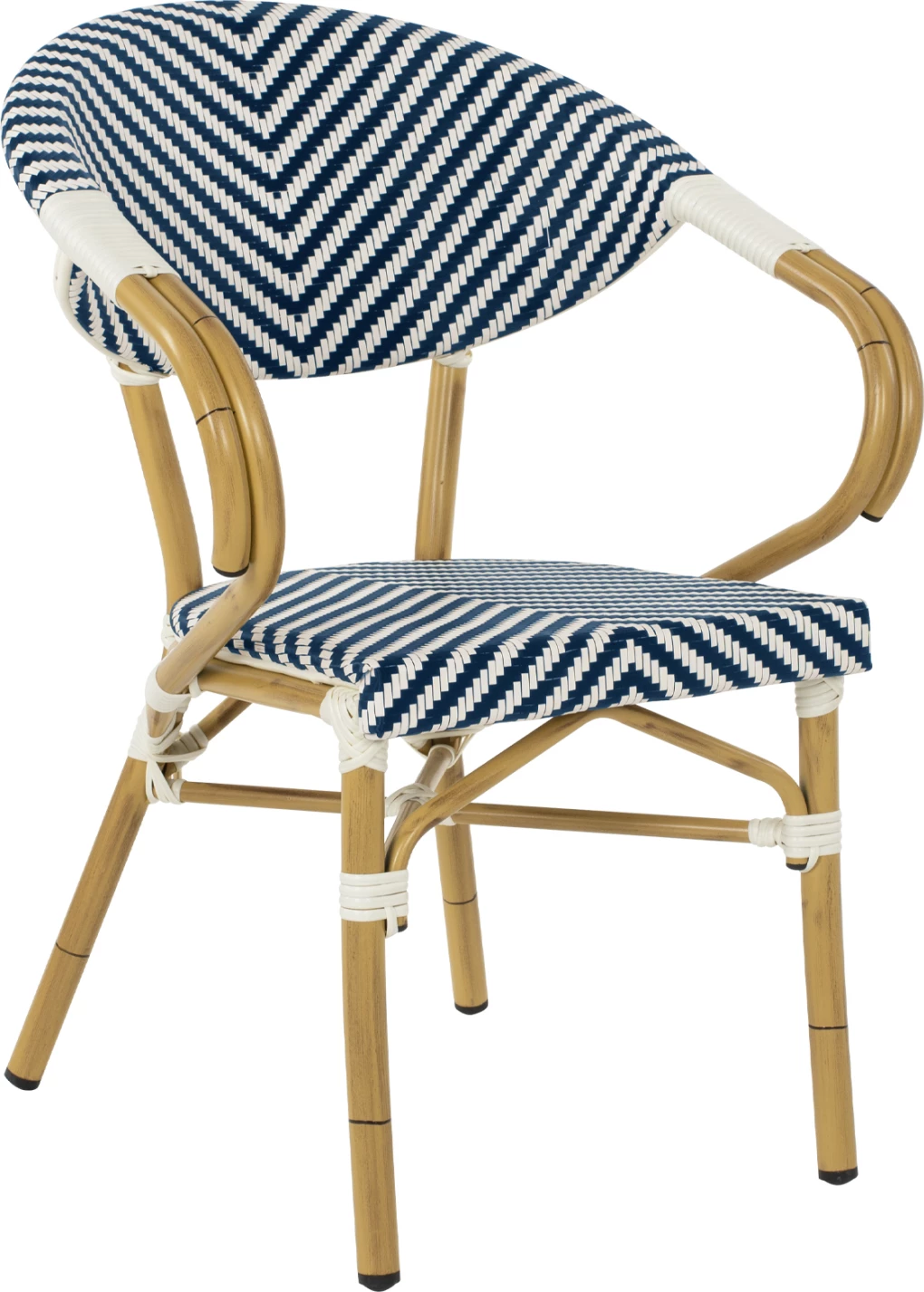 Stol iz aluminija FH5861.02 videz bambusa modro-bela 59x56x82H cm