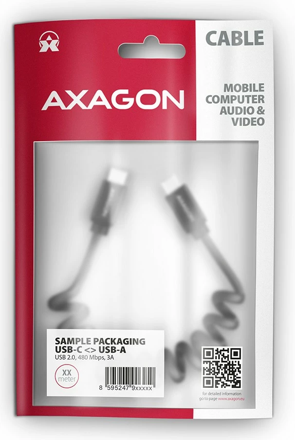 USB-C kabel AXAGON BUCM-CM10TB, 0,6 m, Twister, črn
