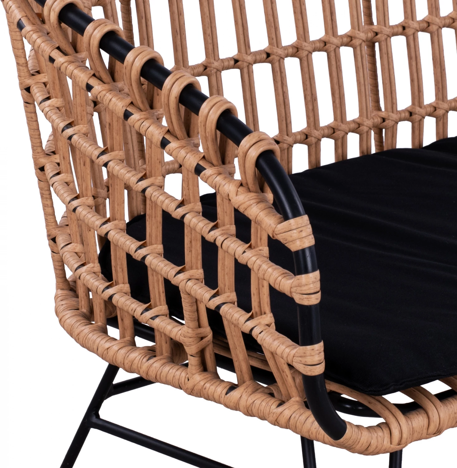 Kovinska klop Allegra FH5692 s pletenjem Črno-Bež 124x57x77cm