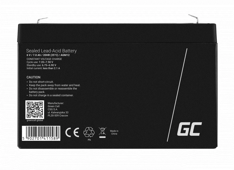 Baterija Green Cell AGM12, upravljanje na daljavo, 6V