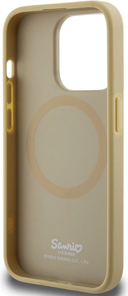 Ovitek z motivom Hello Kitty, iz umetnega usnja, MagSafe za iPhone 15 Pro, zlata