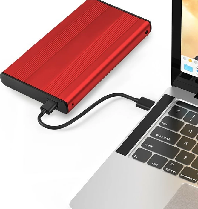 Zunanje ohišje za 2,5" HDD/SSD Qoltec, USB 3.0, rdeče