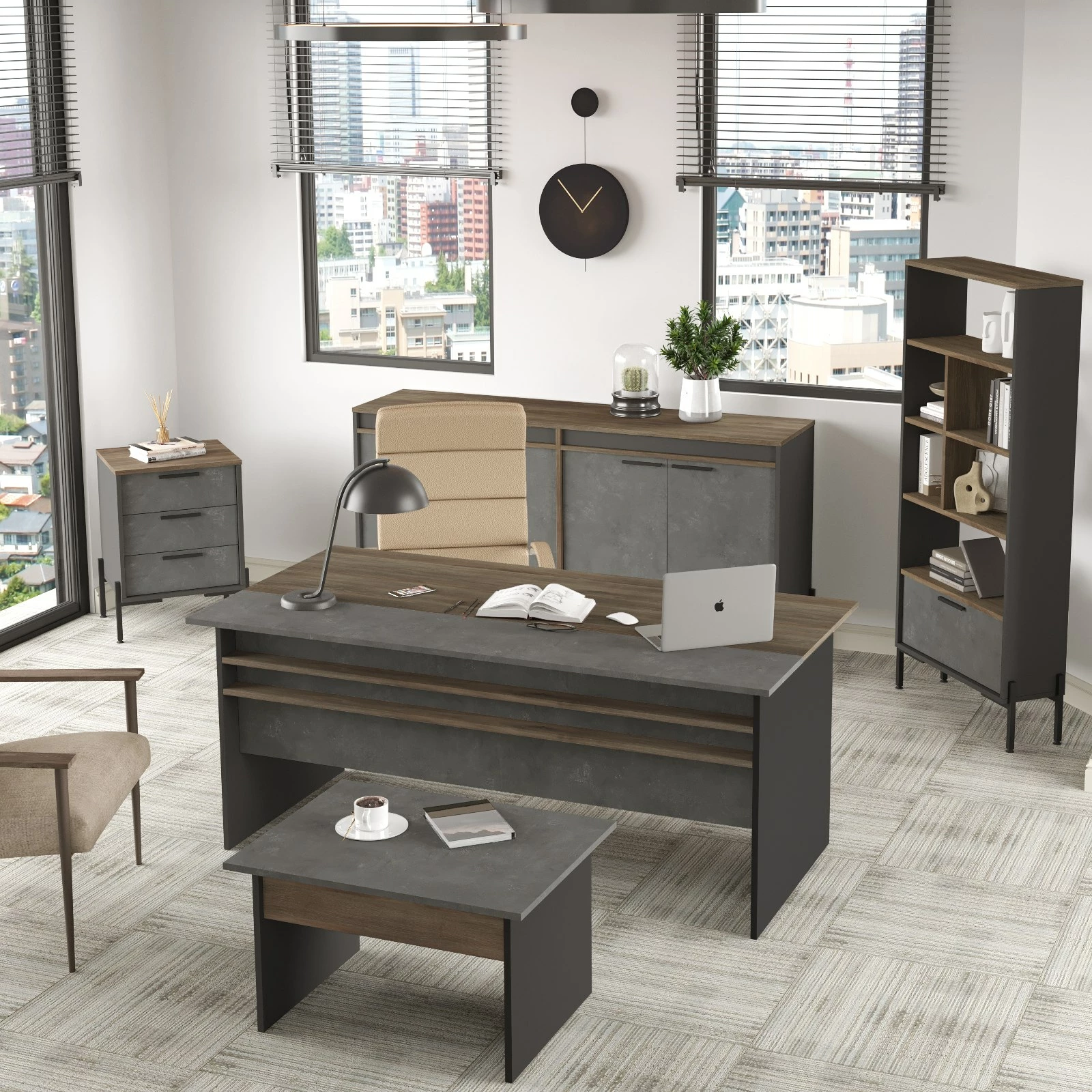 Set mladinske sobe Skye Decor VS9-CGA, srebrna in antracit