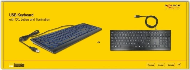 Mehanska tipkovnica DeLOCK 12170, USB, QWERTZ, RGB LED, črna