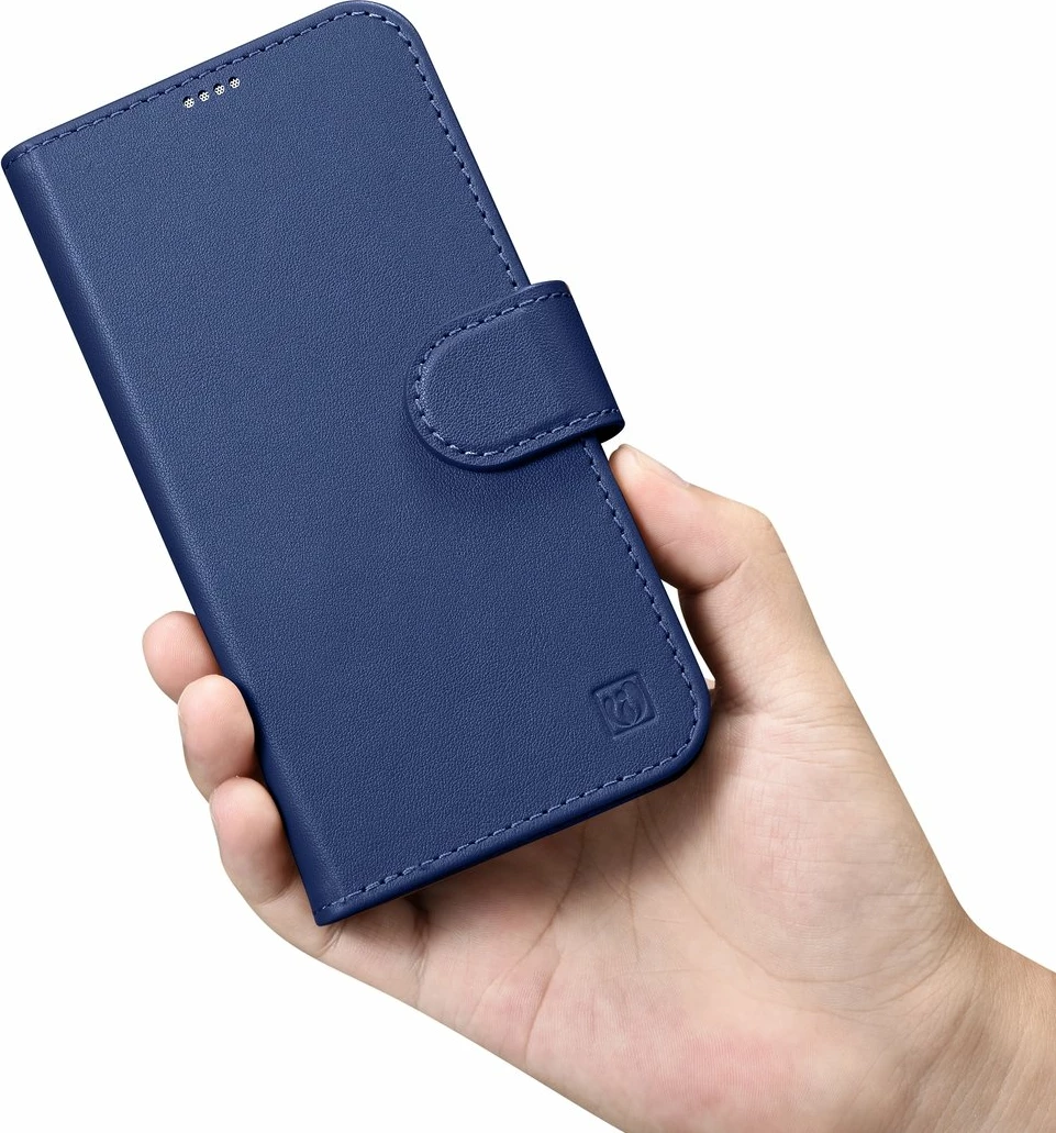Ovitek za telefon 2-v-1 z denarnico, naravno usnje, Anti-RFID, modra, iCarer Wallet Case za iPhone 14 Pro