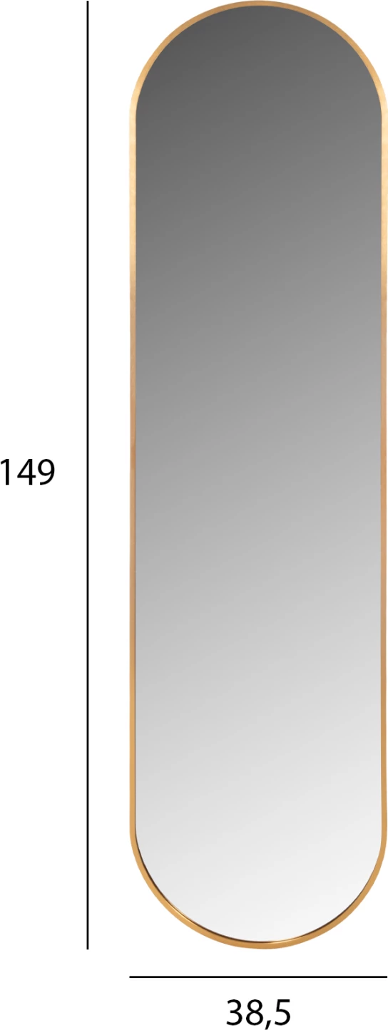 Stensko ogledalo FH9581.30 visoko ovalno z zlato aluminijasto okvirjem 38,5x4x149Hcm