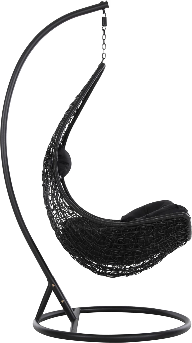 Viseče gnezdo MILLIE FH5996.02 kovinsko-sintetični ratan in blazine v črni barvi Φ95x195Hcm