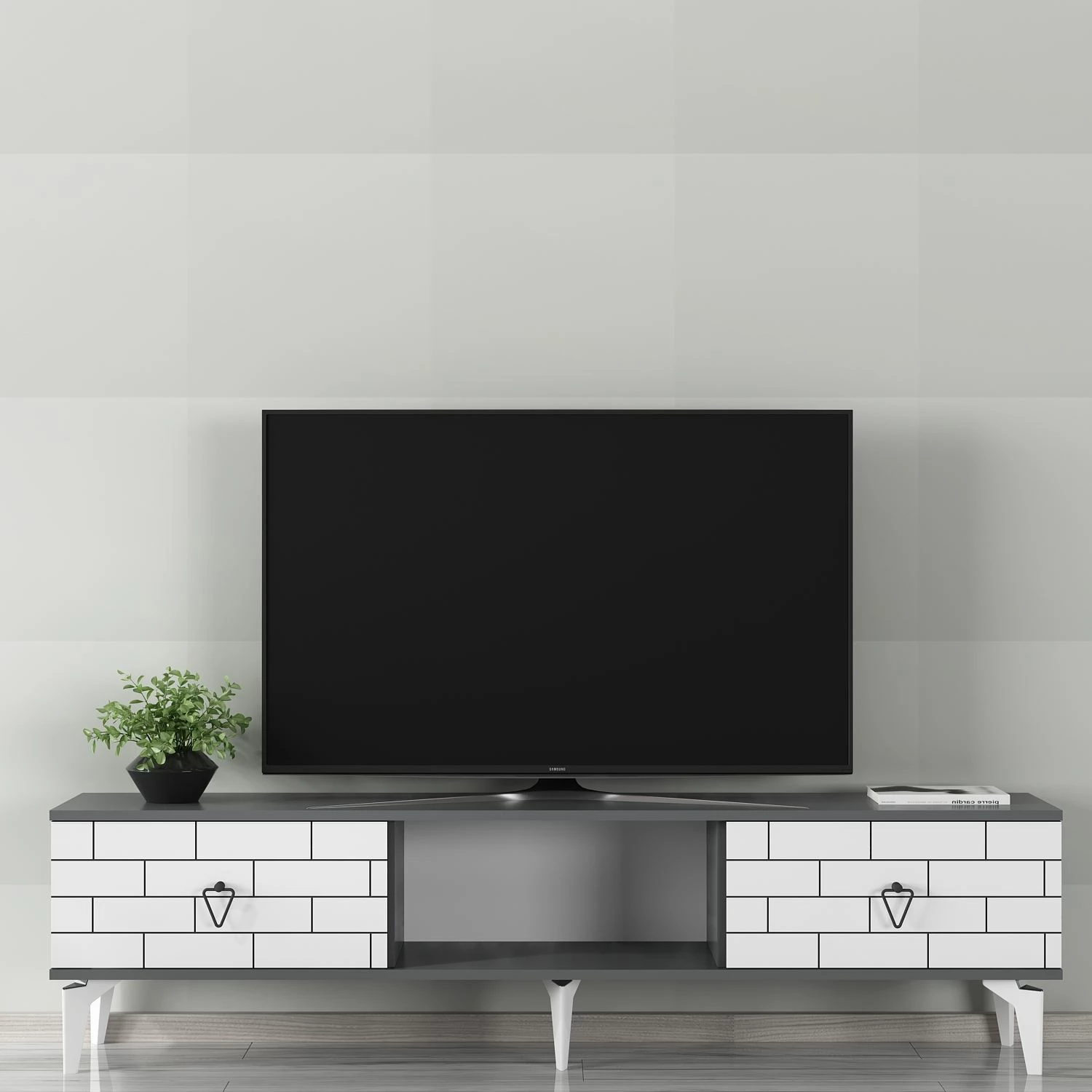 Komoda za TV, antracit in bela, Skye Decor Varna