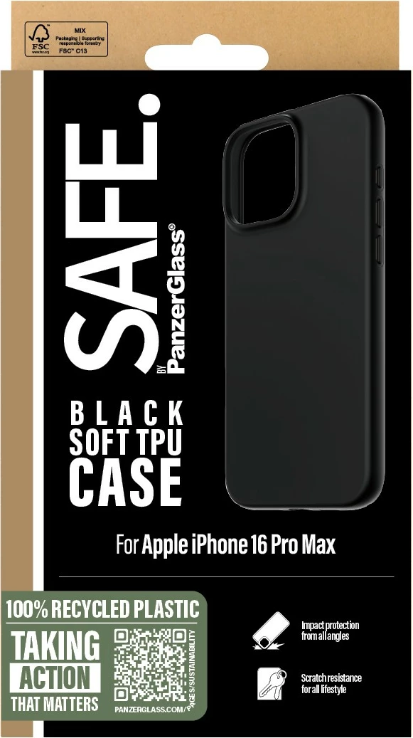 Zaščitni ovitek iz TPU za iPhone 16 Pro Max, PanzerGlass, črn