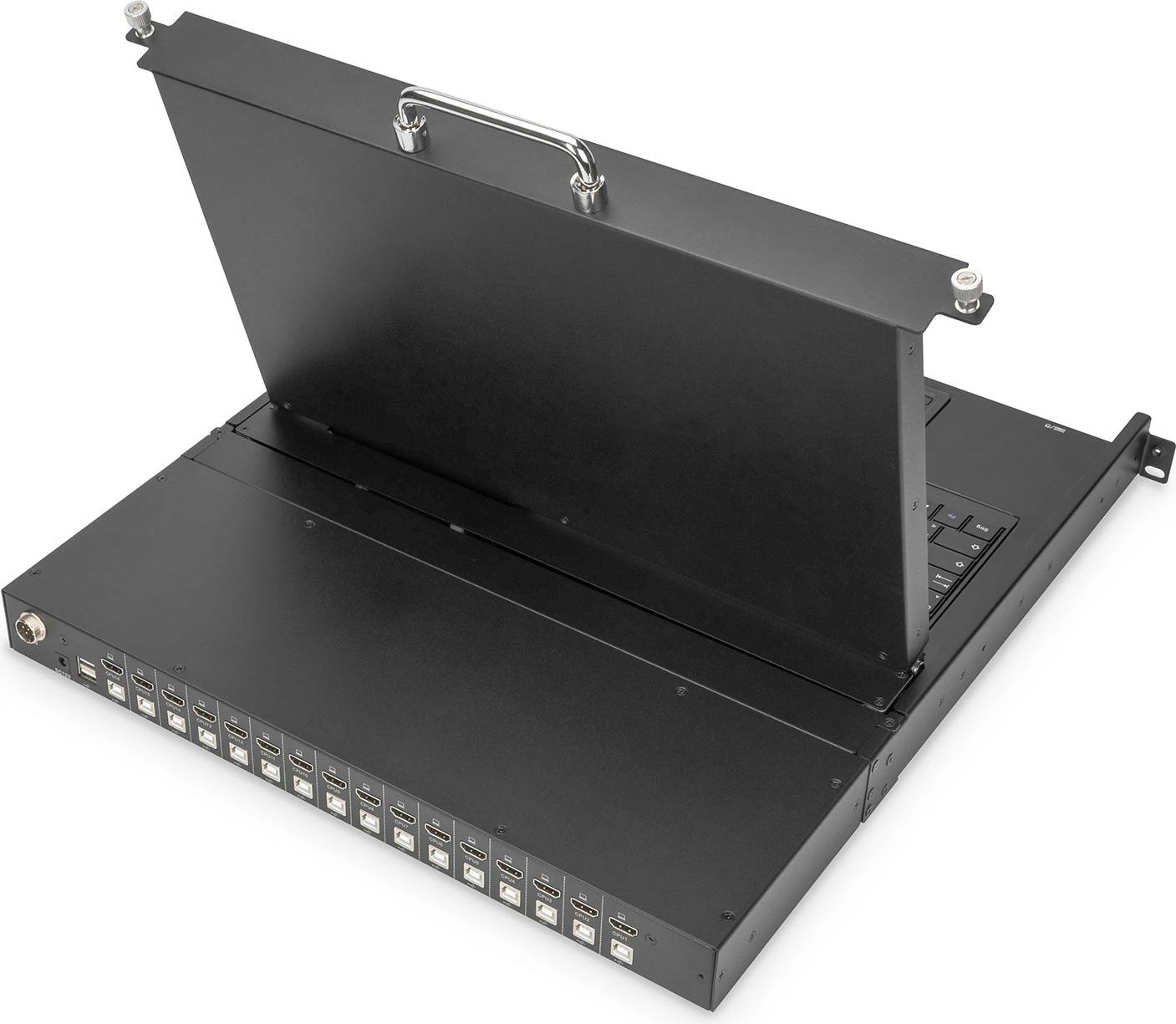 Modularna konzola 17" HD LCD, 16-portni HDMI KVM, QWERTZ, črna Digitus